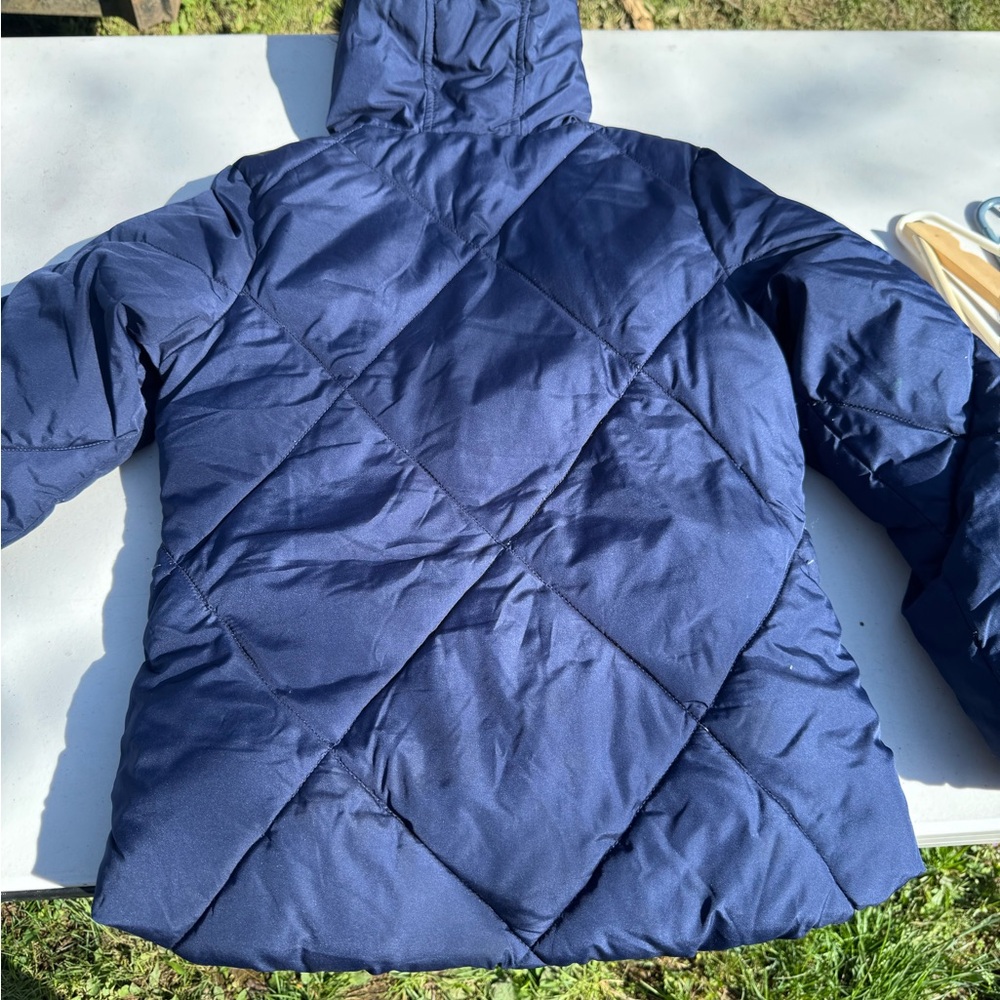 Navy Quilted Hooded Jacket